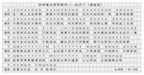 原神风花琴曲谱图片